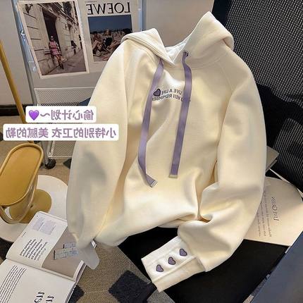 春秋薄款抽绳连帽卫衣女2025新款字母印花长袖上衣宽松休闲外套