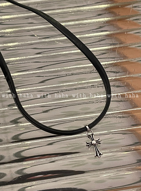 黑色pu十字架项圈choker锁骨链