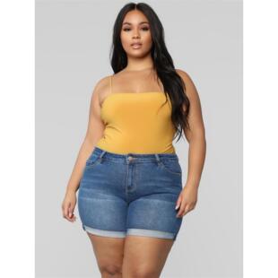 2023summer fat short jeans women plus size ladies pants 女裤
