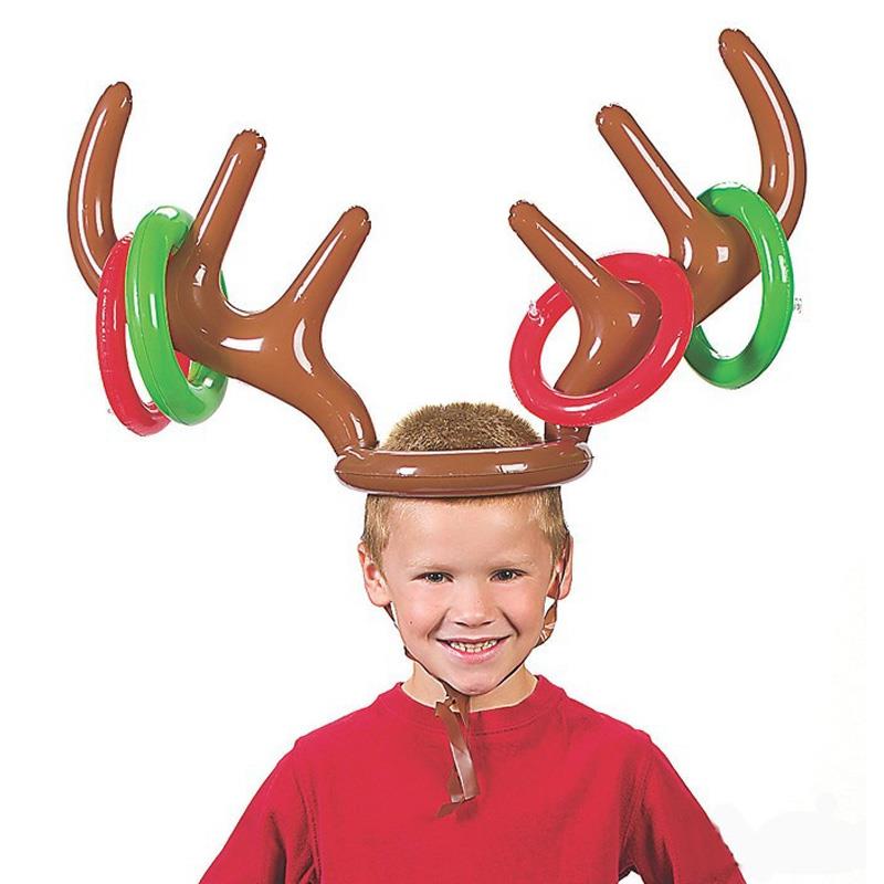 Christmas Game Inflatable Santa Funny Reindeer Antler Hat Ri