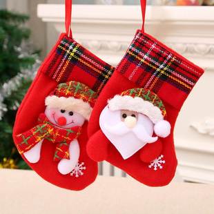 Red Christmas stockings decorations children's gift bags