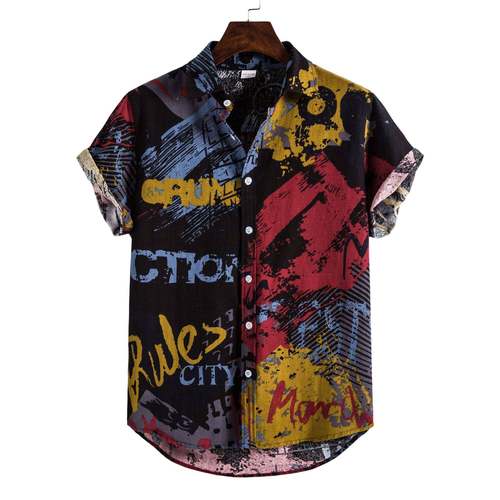 summer tops shirts for men hawaiian shirt beach wear 花衬衫