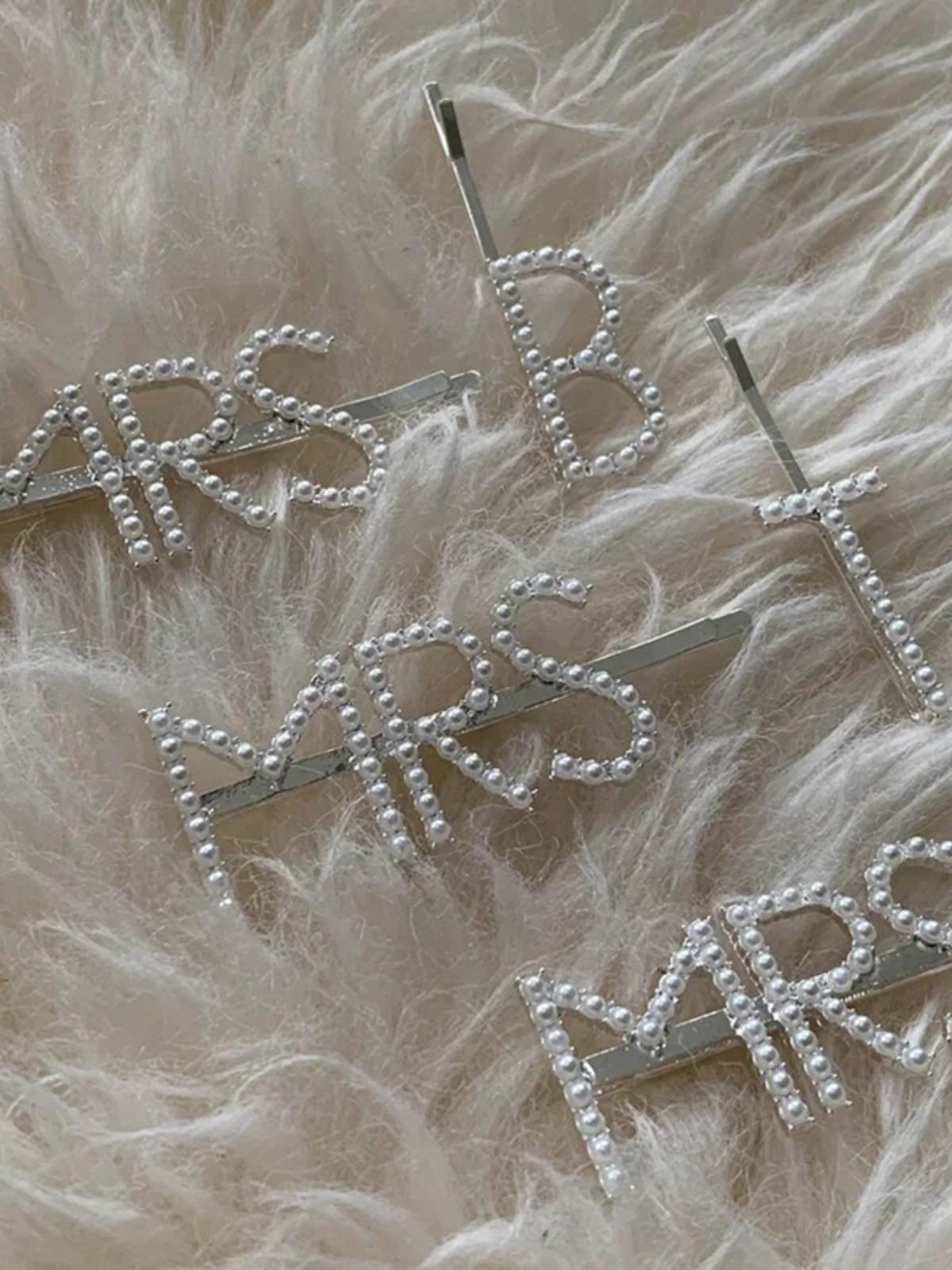 Pearl MRS Bride hair clips Bachelorette hen Party wedding