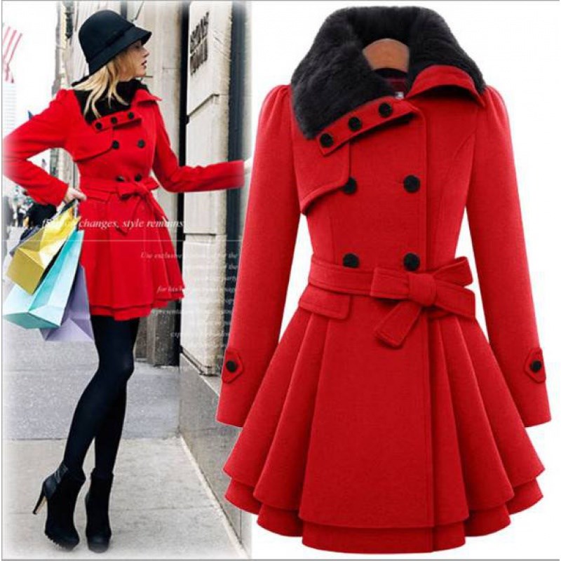 Ladies Winter long Jackets Coat For Women Fur collar coat图片