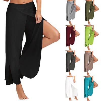 Ladies summer new solid color plus size wide leg yoga pants