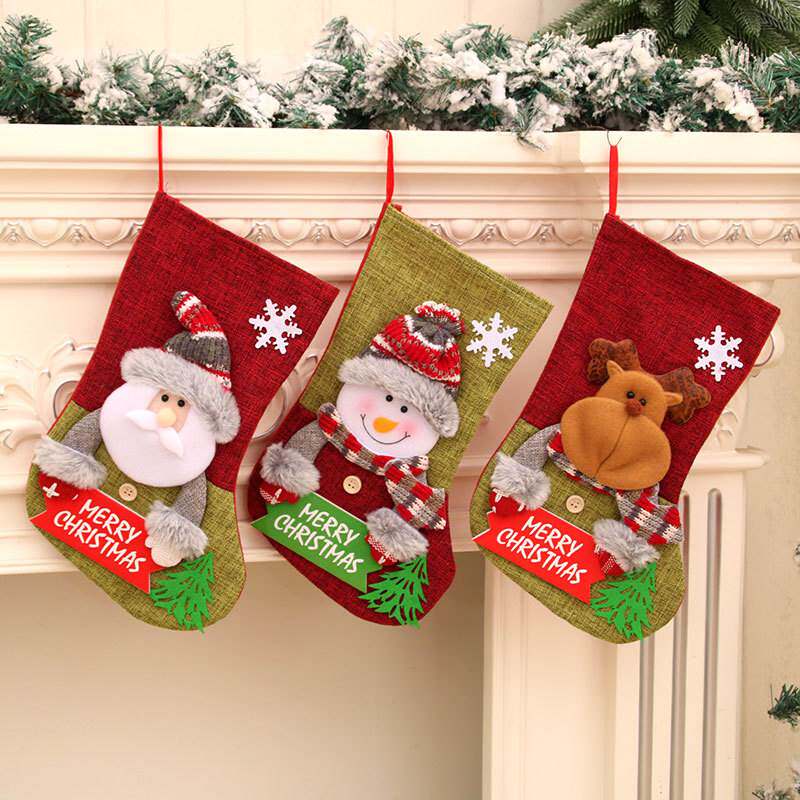 Large Christmas stocking gift bag Cartoon gift socks圣诞袜
