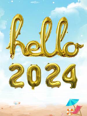 Hello 2024 Letter Number Balloons Happy New Year 2024 Decora