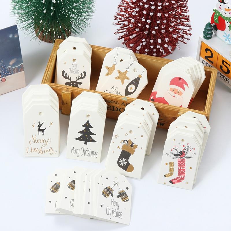 50Pcs/lot DIY Kraft Tags Merry Christmas Labels Gift Wrappin