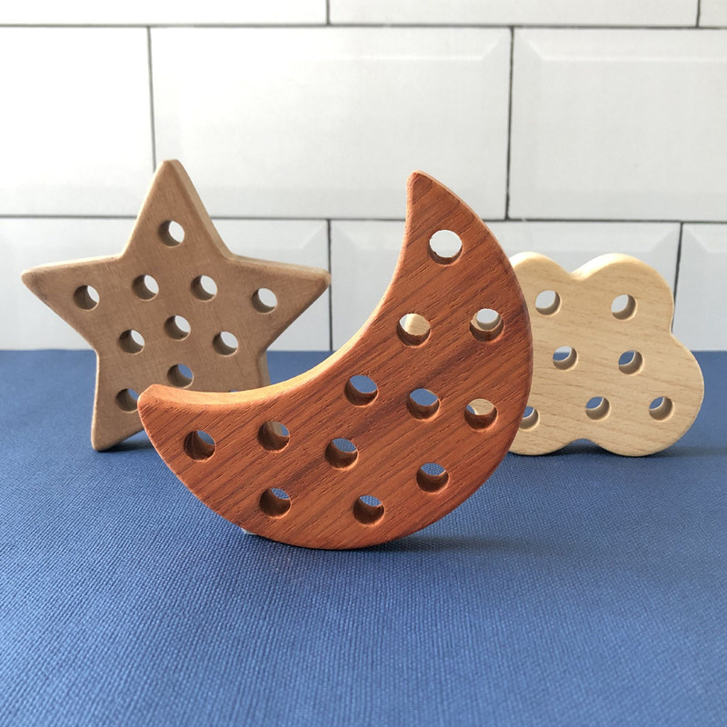 婴幼儿绕珠串珠男孩女孩宝宝积木制儿童穿线板益智启蒙玩具可啃咬