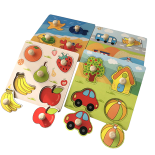 儿童宝宝手抓板拼图婴幼儿早教蒙氏玩具卡通配对嵌板1一3岁男女孩