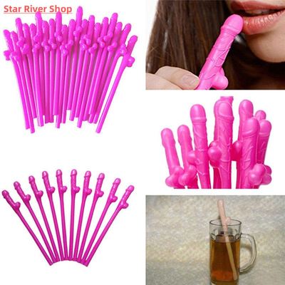 10pcs Hen Party Team Bride Straws Plastic Willy Dick Drink S