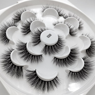 7 Pairs Mink Hair False Eyelashes Thick Wispy Fluffy Lashes