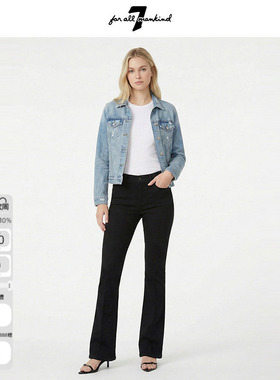 7 For All Mankind2026春季新品黑色中腰弹力微喇修身质感牛仔裤