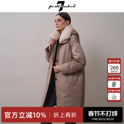 7 For All Mankind25新品美式复古毛绒宽松休闲百搭保暖中长外套