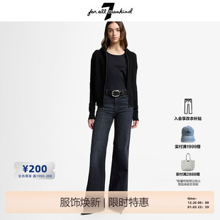 For 女垂感直筒裤 All 复古黑灰色阔腿牛仔裤 子 Mankind25新款