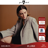 For 条纹毛呢外套宽松赫本风西装 All Mankind25新品 长款 式 大衣