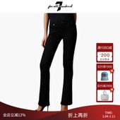 For All Mankind女中腰黑色加长拖地马蹄牛仔微喇牛仔裤 裤 女