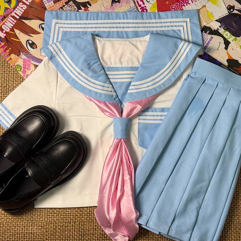 喵复喵酱刻BNFTod水yli短ne八色基础蓝色袖JK手服制服学院套装