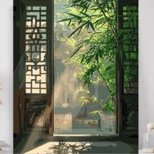 新款数字油画diy手绘手工涂色高颜值中式山水风景解压装饰油画