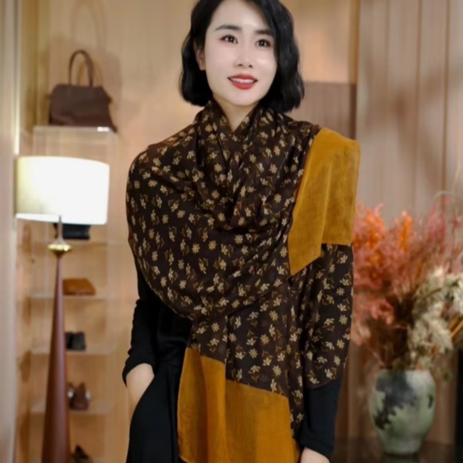 孜禾新款围巾时尚百搭印花优雅气质休闲春秋文艺围脖丝巾棉麻女款