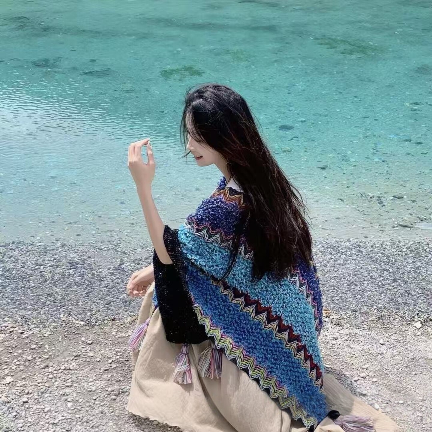 云南丽江披肩许红豆同款毯子民族风旅游外搭斗篷外套披风围巾女