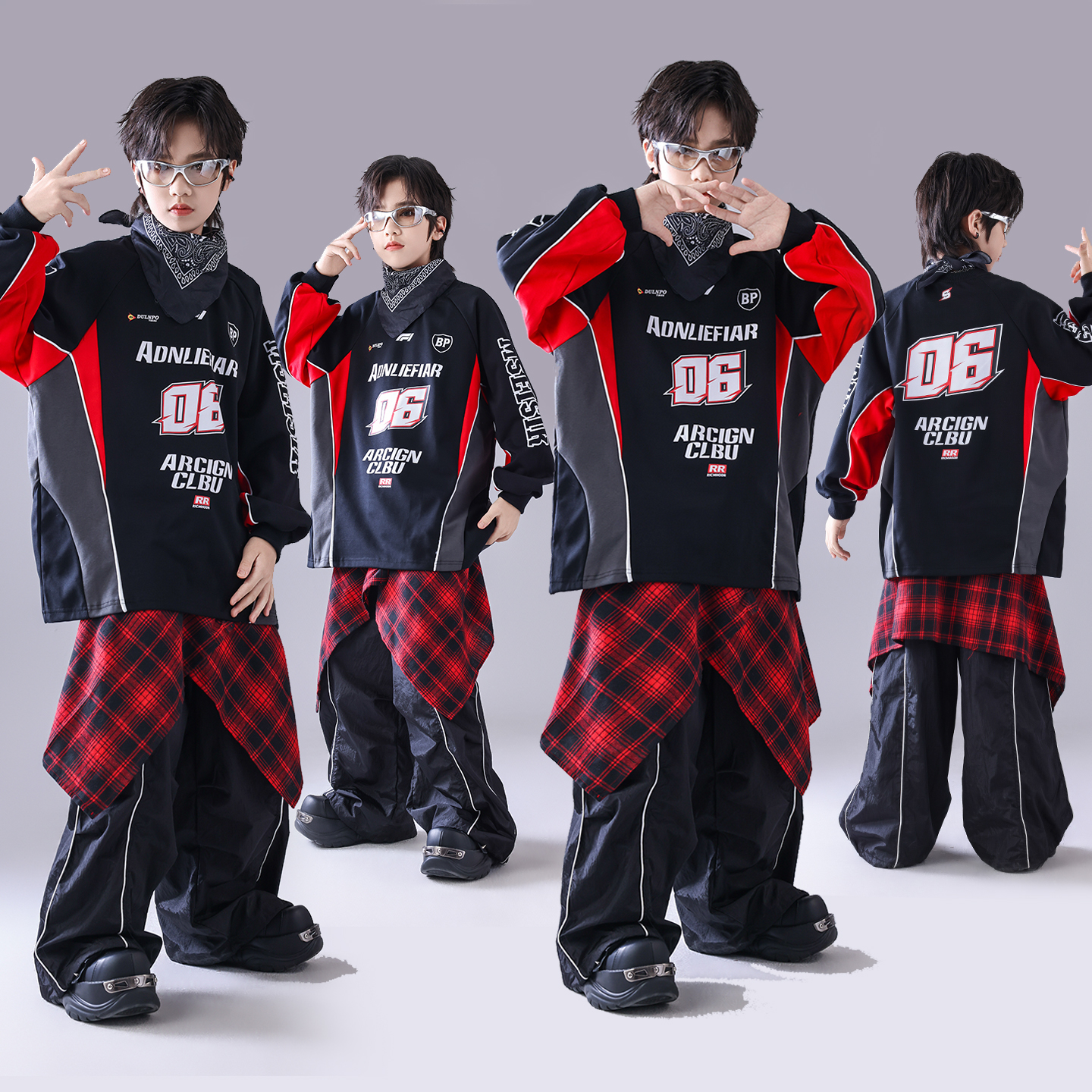 儿童街舞潮服嘻哈长袖卫衣嘻哈表演潮牌炸街hiphop中大童演出服装