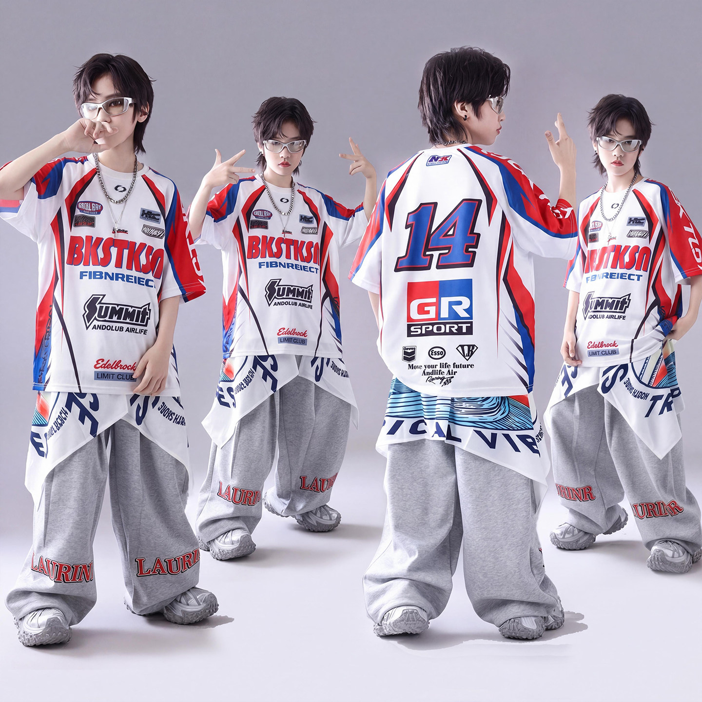 少儿嘻哈街舞演出服男孩卫衣套装女孩hiphop潮牌爵士舞服装炸街潮