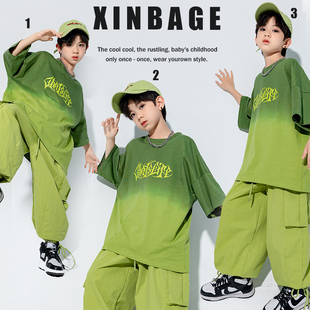 街舞儿童潮服男童嘻哈hiphop潮酷帅演出服夏季少儿爵士舞服装女童