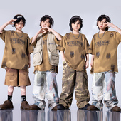 街舞儿童潮服沙丘废土风走秀hiphop架子鼓演出服男童嘻哈酷帅套装