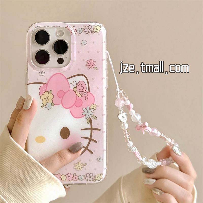 少女心粉色HelloKitty适用苹果15手机壳iphone16ProMax新款15promax双层13可爱16pro带链条14pro全包保护套