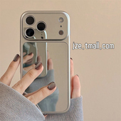 16pro女款 jze 简约高级感网红补妆镜适用苹果17ProMax手机壳iphone15新款 13电镀银边15pro超好看14防摔手机套
