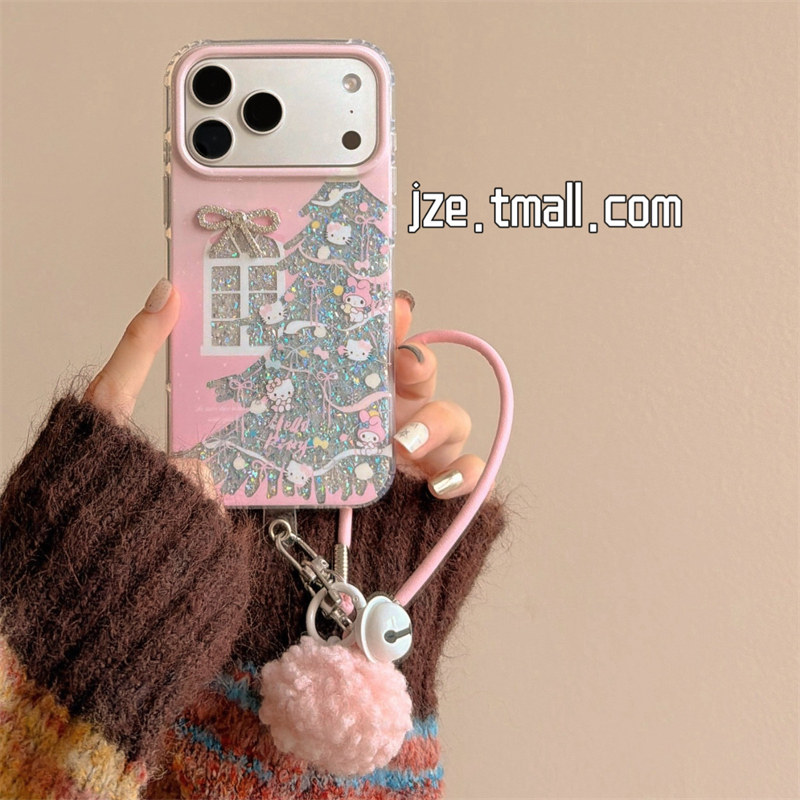 jze秋冬ins氛围感闪粉kt猫圣诞树适用苹果17ProMax手机壳iphone15新款16pro女13带挂绳15pro双层14防摔保护套,3C数码配件,手机保护套/壳,淘宝优惠券,粉丝福利购,淘宝优惠卷