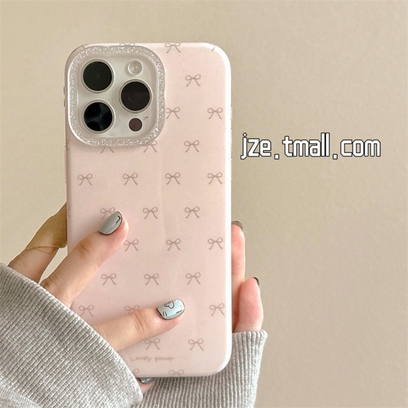 韩系少女心简约粉色蝴蝶结适用苹果15手机壳iphone16ProMax新款15promax女款13小众16pro高级14pro全包保护套