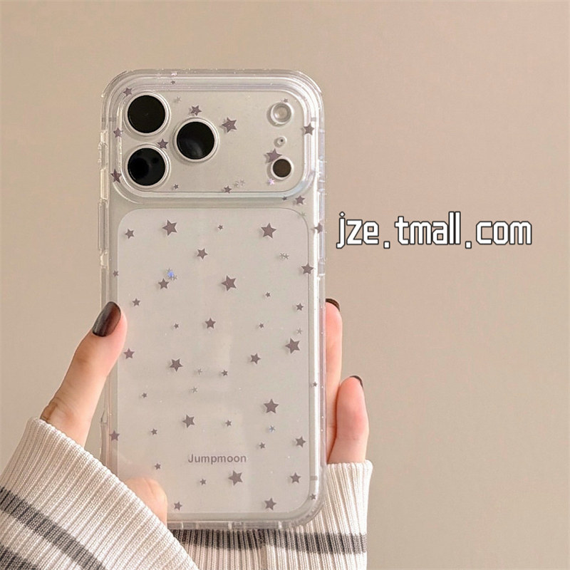 jze细闪透明简约星星ins适用苹果17ProMax手机壳韩系iphone15新款16pro女款小众17pro超好看14全包防摔手机套