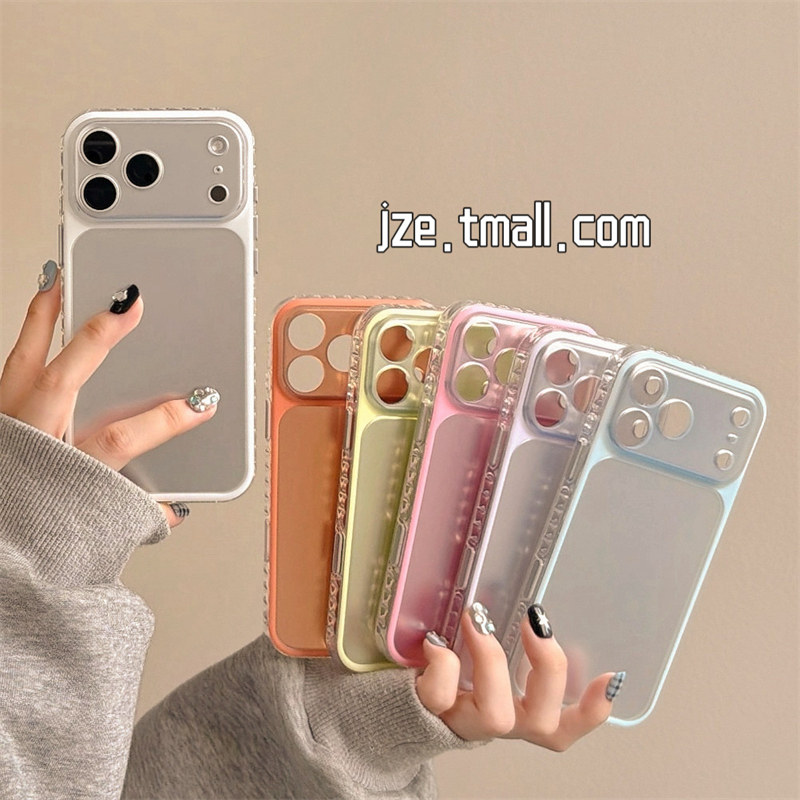 jze 高级感秒变17大视窗适用苹果17ProMax手机壳磨砂镭射iphone15新款16pro女款超好看17pro纯色14防摔手机套