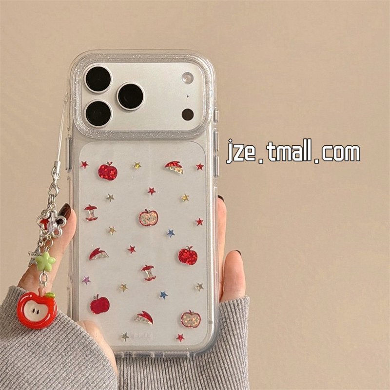 jze 韩风透明细闪鎏金星星苹果挂件适用苹果17ProMax手机壳iphone15新款16pro女款13双层17pro防摔14手机套15,3C数码配件,手机保护套/壳,淘宝优惠券,粉丝福利购,淘宝优惠卷