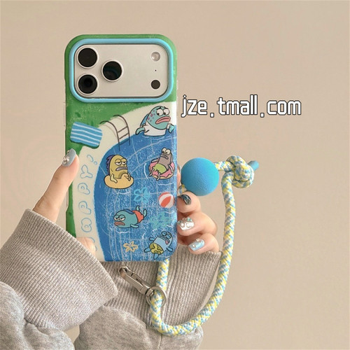 jze 小众趣味可爱卡通比奇堡居民鱼适用苹果18ProMax手机壳磨砂双层iphone17pro新款16女款15pro防摔手机套14