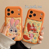 jze 印压皮质可爱波点朱迪尼克卡通适用苹果17ProMax手机壳iphone15新款 16pro女13情侣15pro全包防摔保护套14