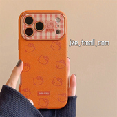 16pro女款 jze 可爱橙线条哈喽kt蝴蝶结适用苹果17ProMax手机壳iphone15新款 13大视窗15pro超好看14防摔保护套