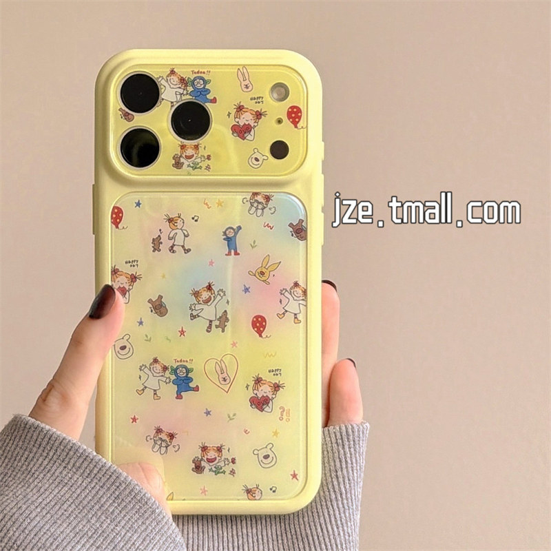 jze 奶油黄卡通coco酱女孩适用苹果17ProMax手机壳超好看iphone15新款16pro全包17pro滴胶大视窗14防摔手机套