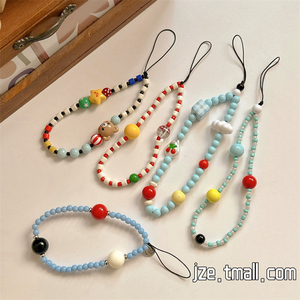 彩色串珠手机链挂绳手提防丢链适用苹果华为女生创意手腕防摔链手机壳挂件ccd相机链精致挂饰品钥匙串耳机套