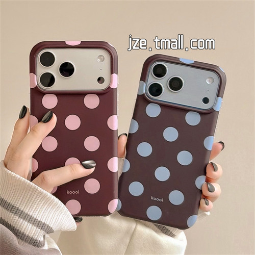 jze复古ins风简约撞色波点适用苹果18ProMax手机壳iphone17pro新款超火16女款15pro个性百搭14全包防摔手机套