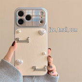 jze简约高级感立体水钻腊肠狗ins适用苹果17ProMax手机壳iphone15新款 16pro女款 13电镀15pro全包14防摔手机套