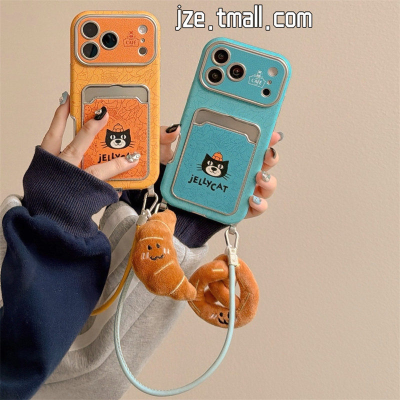 jze 可爱线条Jellycat吉利猫卡包适用苹果17ProMax手机壳iphone15新款16pro女13大视窗15pro挂链14防摔保护套