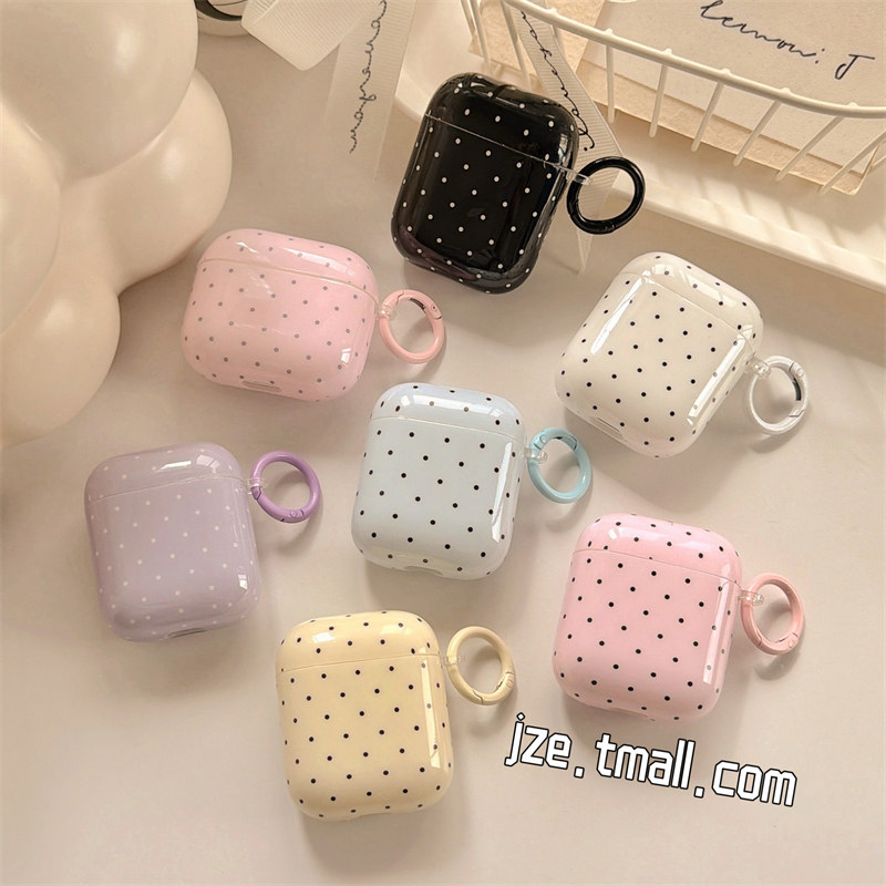 jze韩系ins简约甜美小波点适用苹果AirPods4保护壳airpods1/2/3蓝牙无线耳机套airpodspro二三四代新款女纯色
