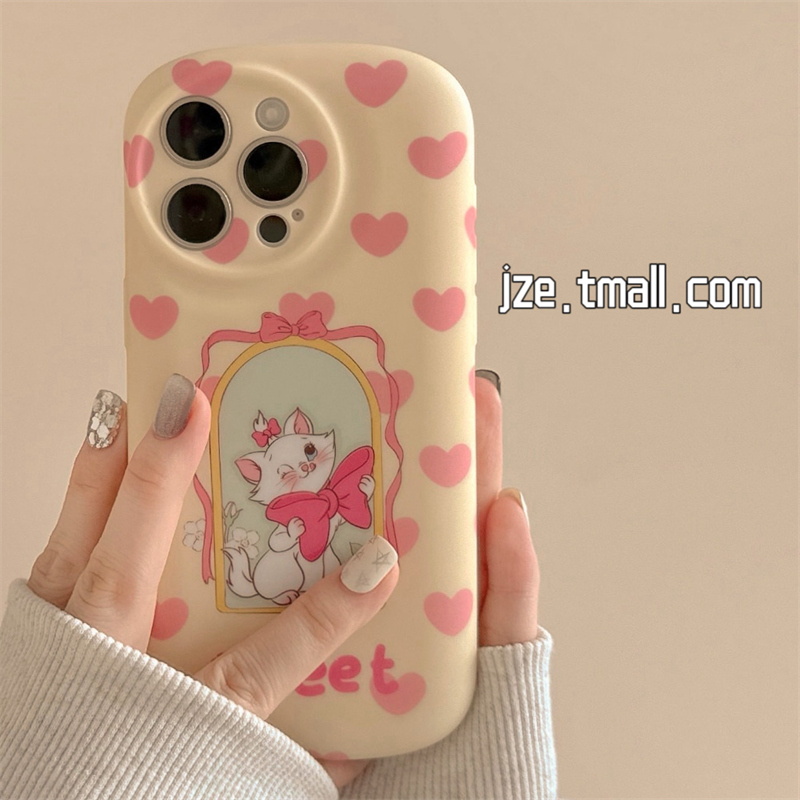 可爱少女心玛丽猫卡通适用苹果14手机壳iPhone13ProMax新款15pro防摔12女款小众11硅胶14pro网红超火全包软壳