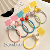 ins风小清新撞色爱心手绳适用华为mate60pro 苹果小米OPPO挂饰U盘腕带便携防丢神器钥匙扣 手机壳vivo通用新款