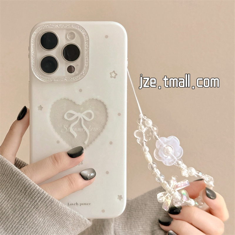 ins韩系小众闪粉星星蝴蝶结适用苹果15手机壳iphone16ProMax新款15promax女13带链条16pro高级感14全包保护套