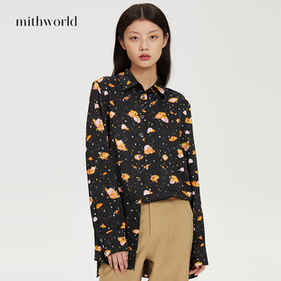 【商场同款】mithworld沵媞「趣味牛角包」印花衬衫26春新款女装