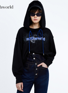 【商场同款】mithworld沵媞 短款连帽卫衣2026新款女显腿长上衣女